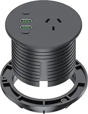 Recessed Power Board with 65W USB-C, Haiaoyyds Desk Power Grommet with AC Outlets, 4 USB Ports, 2M Cable, 3" Hole Grommet, Furniture Power Board for Home Office Workshop, Black