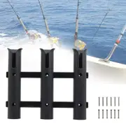 Fishing Rack 3 Tube Rod Holder Rack Bracket Socket Boat Kayak Plastic Holder Black