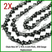 2 X 20" CHAINSAW CHAIN 20in Bar Replacement Suits BAUMR-AG 62cc 66cc Saws