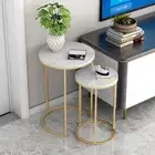 Coffee Table Nesting Side Tables 2pc Set Tea Marble Nesting Side End Table Gold