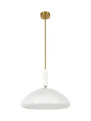 Merci 3 Light Large Pendant in Opal Glass with Aged Brass and White Marble Detail