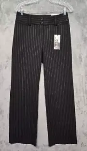Express Pants Womens 2 Black White Pinstripe Correspondent Trouser Career Office