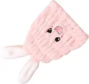 VINTORKY Cute Rabbit Ear Absorbent Hair Towel Wrap Cap for Soft and Comfortable Hair Drying Hat for Home Hotel Travel Durable Design for Long Term Use