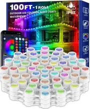 100FT Permanent Outdoor RGB Lights,IP67 Waterproof (Red, Green, Blue)