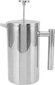 French Press Coffee r Stainless Steel Double Wall Teapot Hand Brewed Coffee Press with Filter Screen Heat Resistant for Camping Outdoor Travel 304 Stainless Steel Large Capacity (350ml)