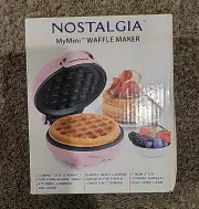 Nostalgia My Mini Waffle Maker 5" Cooking Surface Brand New Factory Sealed, Pink