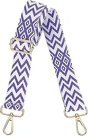 [uxcell] Purse Straps Replacement Crossbody, 1.5 Inch Wide Shoulder Bag Strap Adjustable Canvas Straps for Handbag Wallet Clutch Bags with Light Gold Buckle, Purple Geometrical