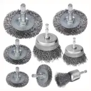 8 Pieces Wire Brush Wheel Cup Brush Set Accessories 1/4Inch Hex for Rust9076