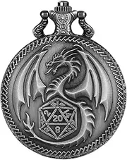 [Generic] Carved Dragon Pocket Watch Case, Embossed Dragon Pattern Pocket Watch Case, Nostalgic Pocket Watch Display Storage, Role Playing Board Games Accessories For Man And Woman