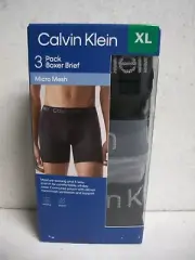 XL Men’s Calvin Klein 3 Pack Black & Gray Boxer Brief Micro Mesh NEW