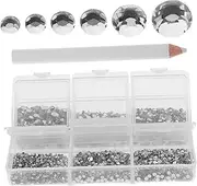DIY Nail Art Kit 3D Rhinestones Glass Beads Crystal Nail Stones Flatback Gems 6-Grid Storage Bag