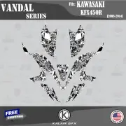 Graphics Kit for KAWASAKI KFX450R (2008-2014) Vandal Series - White-16 Mil