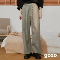 在飛比找momo購物網優惠-【gozo】gozo繡花寬腰頭打褶寬褲(兩色)