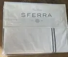 Sferra Grande Hotel 77320 King Flat Sheet White/Cadet 100% Cotton Percale Italy