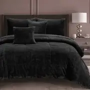 Ramesses Waffle Fleece Charcoal 3 Pcs Comforter Set