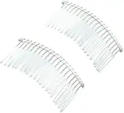 3 Pcs Twist Wire Silver Hair Combs Wedding Bridal Veil Accessory Crafts (Silver, One Size（7.7 * 3.7cm）)