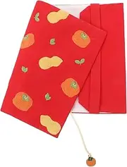 Angoily Book Sleeve Cover for Hardcover Journals Handmade Soft Cloth Protector with Orange Pendant Elegant Design for Book Lovers for Scrapbooks and