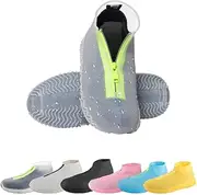 [CHUHUAYUAN] Waterproof Silicone Shoe Covers, Reusable Foldable Not-Slip Rain Shoe Covers with Zipper,Shoe Protectors Overshoes Rain Galoshes for Kids,Men and Women(1 Pair)