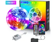 EIHOMER 50ft/ 15M LED Strip Lights with App Control Remote 5050 RGB Color