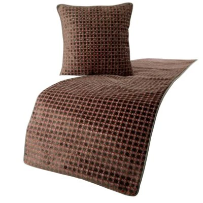 Decorative Twin Bed Runner Peach & Grey, Sequins Embroidery Velvet - Ditto Dots