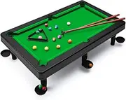 Mini Pool Table Play Set, Mini Billiards Table Top Game for Kids, Small Billiards Game with Resin Balls, Pool Stick, Triangle Rack, Fun Home & Office Desk Games/2061