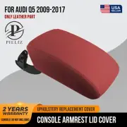 Console Lid Pull Over Armrest Cover Leather for Audi Q5 2009-2017 Red
