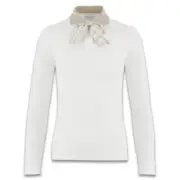 Fairliar Women Gingham Detachable Ribbon Golf Polo White - FW24 Large NEW