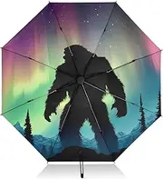 [PDZRMY] UV Protection Travel Umbrella Auraro Forest Sasquatch Compact for Rain and Sun - Auto Open and Close UPF 50+ Windproof Portable 46” Sun Umbrella for Women and Men