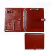 A4 Work Folder Clipboard Folder, Portfolio Binder with Calculator 4 Ring Padfolio Business Folder Stylish Interview Portfolio Cover Case PU Leather for Men Women
