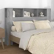 Headboard Cabinet, Storage Bed Headboard Beds Head Frame Grey Sonoma 160 cm