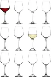 [LAV] 12 Piece Lal Wine Glasses Set - Contemporary Stemware Goblets for White, Red, Rose Wine - Fine Rim