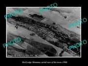 OLD POSTCARD SIZE PHOTO RED LODGE MONTANA, AERIAL VIEW OF THE TOWN c1940
