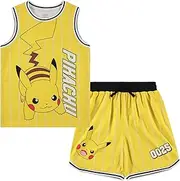 [Pokémon] Boys Pickachu Basketball Jersey Shirt and Shorts Clothing Set- Little and Big Boys Sizes 4-20