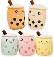 Cute Cartoon Boba Milk Tea Soft Plush Doll, Giant Bubble Plushie Stuffed Cup Pillow Gift Toys(Yellow,24cm)