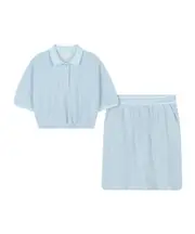 Polo and skirt set in 4G cotton towelling 8Y,6Y,4Y,12Y,10Y light blue