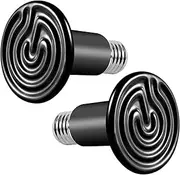 Bonlux 100W Terrarium Reptile Heat Bulb,Ceramic Heat Emitter, No Light E27 Black Ceramic Heat Lamp Pet Ceramic Heat Bulb for Reptiles/Lizards/Tortoise/Snakes/Chicken/Dog, 2 Pack