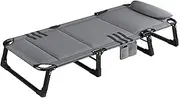 Nap Bed Oxford Cloth Foldable Camping Bed, Comfortable Portable Folding Bed for Sleeping, 4-Level Backrest Adjustment Camping Cot Updated Design