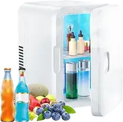 Ac/dc Thermoelectric Cooler, 6L Mini Refrigerator, Cooling Fan, Portable Carrying Handle, Skin Care Drinks, Personal Refrigerator for Office Dormitory White