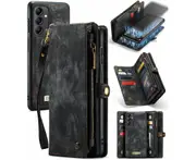 Genuine Leather Purse Wallet Case For Samsung Galaxy A35 5G - Black