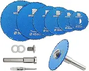 BRSCHNITT Carbide Tipped Wood Cutting/Carving Disc Set 22/25/32/35/45/50MM for Cutting Wood (with Nails), Plasterboard, Fibreglass Board, Rubber Tubing, Plastic, Cement Residue, Blue