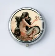 Mermaid PILL CASE BOX holder art nouveau deco victorian DIY