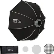 TRIOPO Octagonal Portable Softbox Bowens Mount Softbox: Quick Setup with Foldable Design, Compatibility for Bowens Continuous Lights (K3-90/90 cm/35.4in)