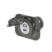 Narva Heavy-Duty USB-A and USB-C Single Socket with Black Housing