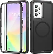 Mobile Phone Case for Samsung Galaxy A53 5G Case with Screen Protector, 360° Shockproof Robust Armour Case for Samsung A53 5G Case Cover Protective Case with Magnetic (Black, for Samsung Galaxy A53)