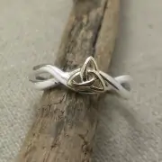 Sterling Silver & 10K Yellow Gold Celtic Trinity Knot Ring by Keith Jack Size 7