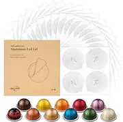 RECAPS Aluminum Foil Lids to Reuse Coffee Pods Compatible with Nespresso VertuoLine 100 Pcs 62mm