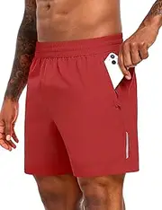 [MIER] Mens Running Shorts with 5 Inch Inseam, Quick Dry Athletic Shorts for Gym Workout Exercise Training, 3 Zipper Pockets