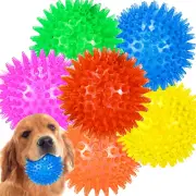 6-Pack 3.5” Squeaky Dog Balls, Durable Soft Spiky Chew Rubber Fetch Toy Balls fo