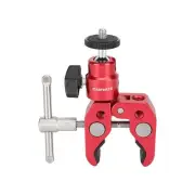 Crab Clamp with 1/4"-20 Mini Ball Head for Camera Monitor MountRed - 3115