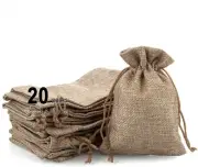 20 Burlap Bags with Drawstring 5.5 x 4 Inch - Reusable Grocery, Household,